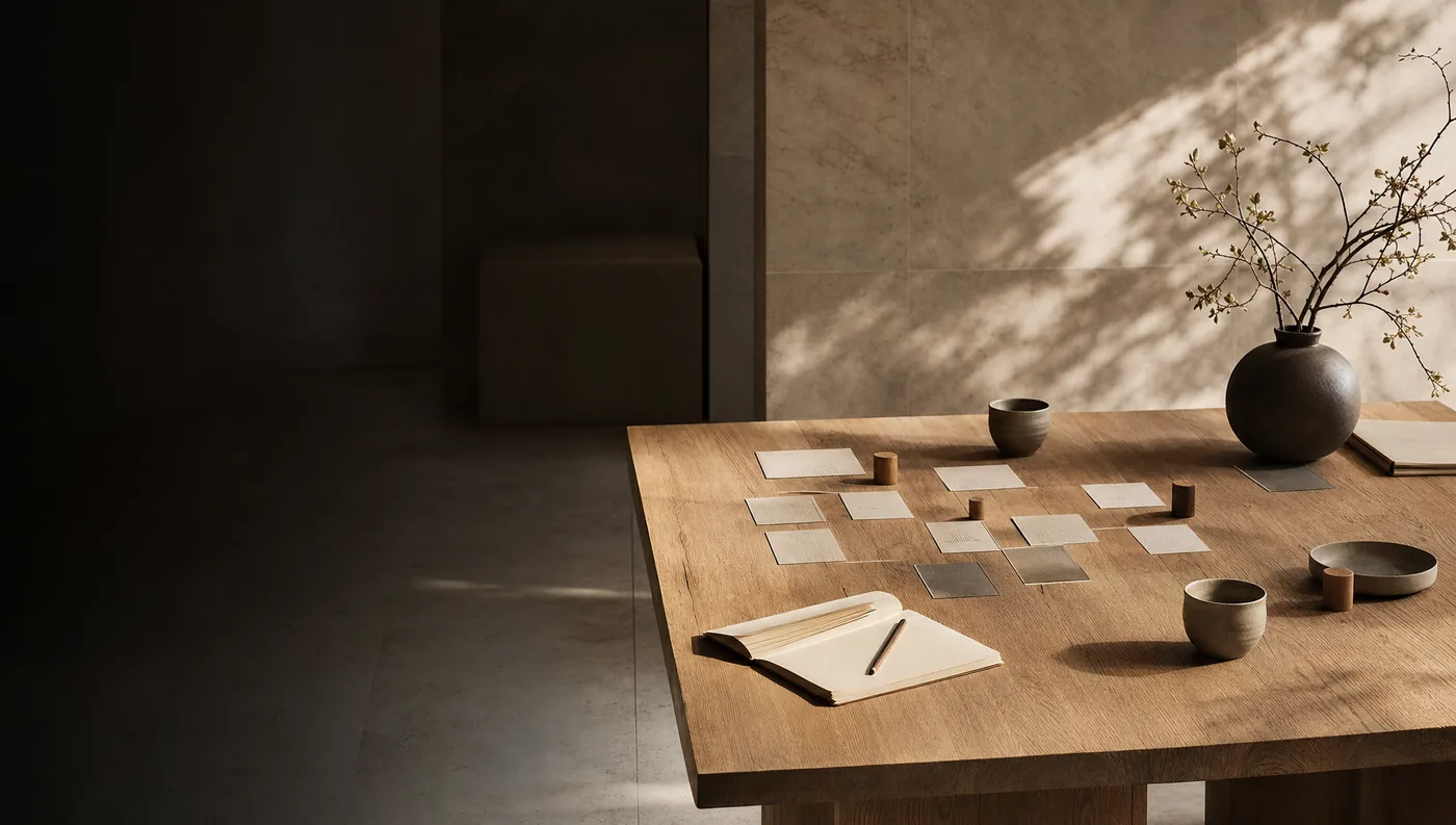 Leadership workshop table representing the journey from operating noise to executive clarity