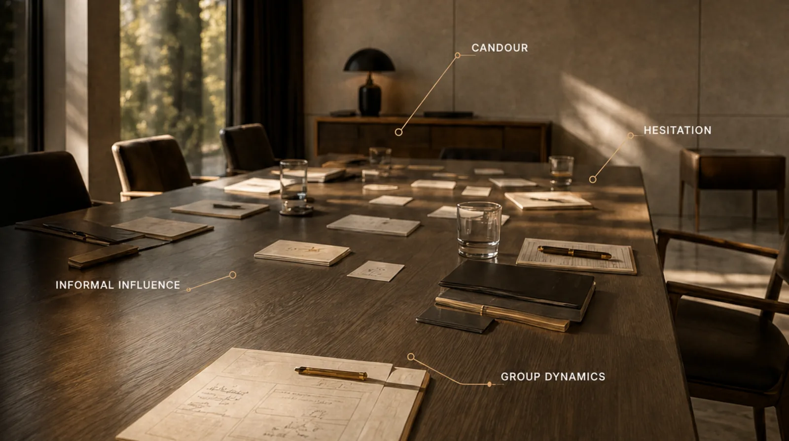 A facilitated diagnostic room showing candour, hesitation, informal influence and group dynamics