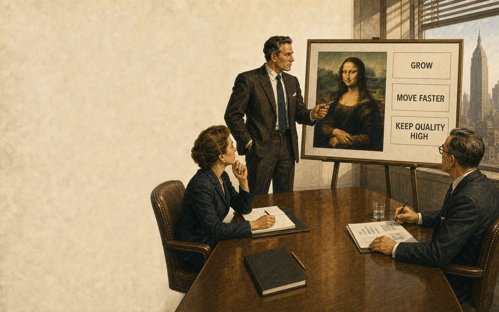 Leadership presents a clear desired result while the company works below